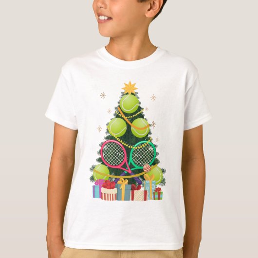 Tennis Christmas Tree Xmas T-Shirt (Vorderseite)