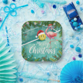 Tennis Christmas with Flamingo themed  Pappteller (Party)