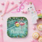 Tennis Christmas with Flamingo themed  Pappteller (Party)