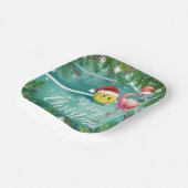 Tennis Christmas with Flamingo themed  Pappteller (Gewinkelt)