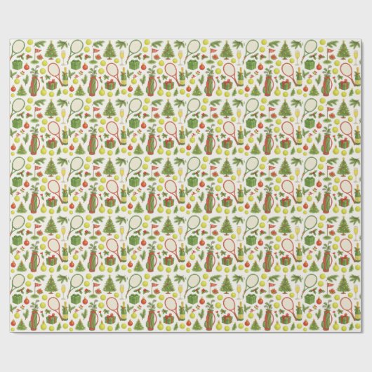 Tennis Christmas with Racket and Ball Geschenkpapier (Flach)