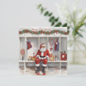 Tennis Christmas with Santa Claus Feiertagskarte (Stehend Vorderseite)