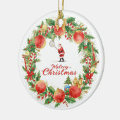 Tennis Christmas with Santa Claus with ball wreath Keramik Ornament (Links)
