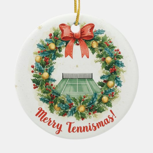 Tennis Christmas with tennis ball Keramik Ornament (Vorne)
