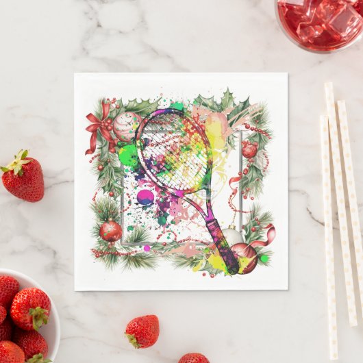 Tennis Christmas Wreath Wassercolor Serviette (Beispiel)
