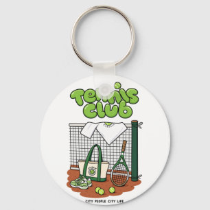 Tennis Club Classic Sports Grafik – Grünes Tennis Schlüsselanhänger
