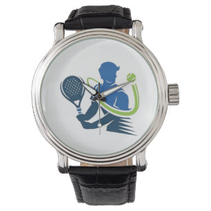 Tennis-Club-Logo - Dynamische Aktion, Sportstil Armbanduhr