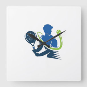 Tennis-Club-Logo - Dynamische Aktion, Sportstil Quadratische Wanduhr