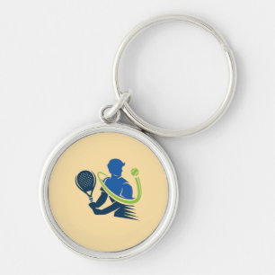 Tennis-Club-Logo - Dynamische Aktion, Sportstil Schlüsselanhänger