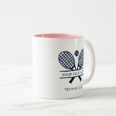 Tennis Club Name Navy Blue Logo Custom Sports Zweifarbige Tasse (VorderseiteRechts)