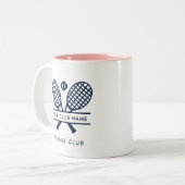 Tennis Club Name Navy Blue Logo Custom Sports Zweifarbige Tasse (Vorderseite Links)
