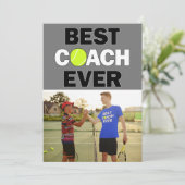 Tennis Coach Best Ever Custom Foto Vielen Dank Dankeskarte (Stehend Vorderseite)
