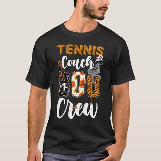 Tennis Coach Boo Crew Ghost Fun Coach Halloween T-Shirt (Vorderseite)