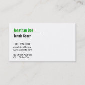 Tennis Coach Business Card Visitenkarte (Rückseite)