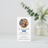 Tennis Coach Foto Social Media Profil folgen Visitenkarte (Stehend Vorderseite)