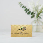 Tennis Coach Instructor Black Gold Visitenkarte (Stehend Vorderseite)