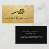 Tennis Coach Instructor Black Gold Visitenkarte (Vorne/Hinten)