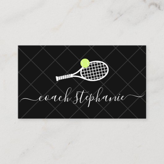 Tennis Coach Instructor Custom Modernes Elegantes Visitenkarte (Vorderseite)