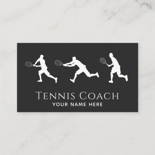 Tennis Coach Men Player Silhouette Social Media Visitenkarte (Vorderseite)