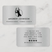 Tennis Coach Metallic Player Logo Social Media Visitenkarte (Vorne/Hinten)