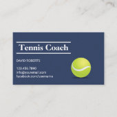 Tennis Coach Navy Blue Minimalistisch Visitenkarte (Vorderseite)