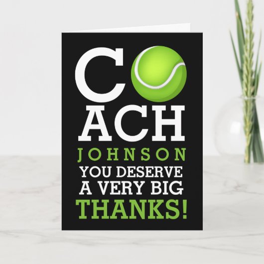 Tennis Coach Personalized Name Thank You Dankeskarte (Vorderseite)