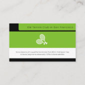 Tennis Coach | Tennisspielerin Grün Visitenkarte (Rückseite)