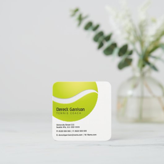 Tennis Coach | Übungsstunden Quadratische Visitenkarte (Stehend Vorderseite)
