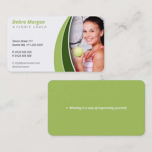 Tennis Coach | Übungsstunden Visitenkarte (Vorne/Hinten)
