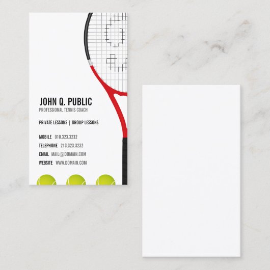Tennis Coach Visitenkarte (Vorne/Hinten)