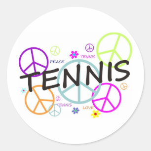 Tennis Colored Peace Signs Runder Aufkleber
