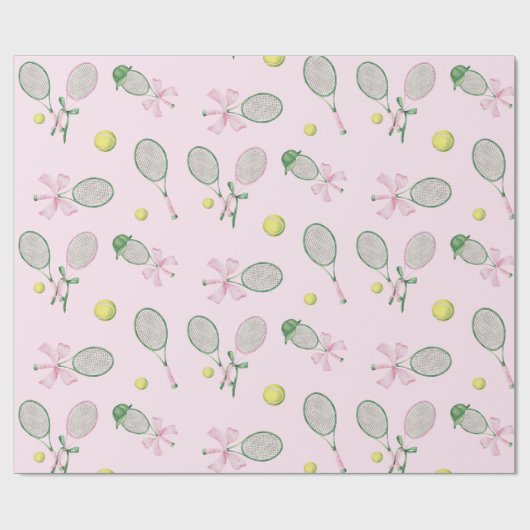 Tennis Coquette Bow Pink Gift Geschenkpapier (Flach)