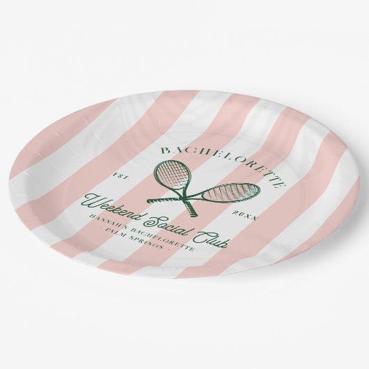 Tennis Country Club | Bachelorette Pappteller (Schrägansicht)