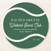 Tennis Country Club | Bachelorette Runder Pappuntersetzer (Vorderseite)