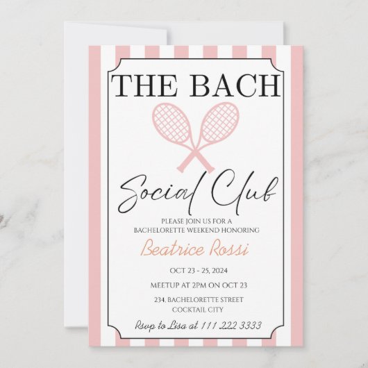 Tennis Country Club Bacheloretto Einladung (Vorderseite)