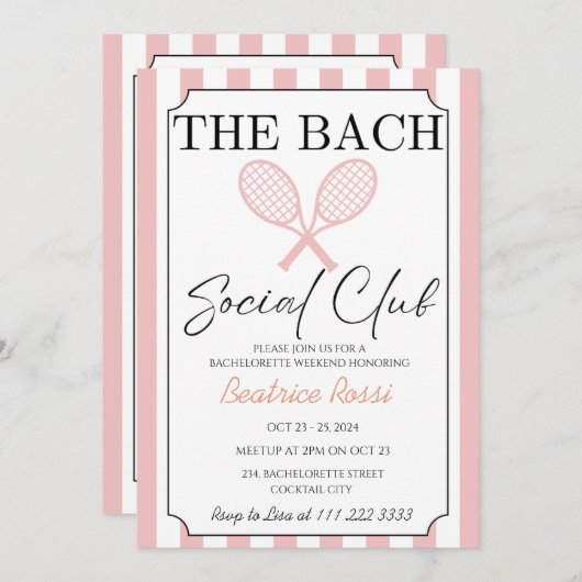 Tennis Country Club Bacheloretto Einladung (Vorne/Hinten)