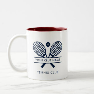 Tennis Country Club Name Rackets Motif Zweifarbige Tasse