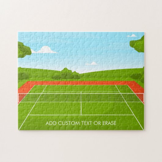 Tennis Court Illustration Grüngras Hinzufügen Text Puzzle (Horizontal)