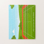 Tennis Court Illustration Grüngras Hinzufügen Text Puzzle (Vertikal)