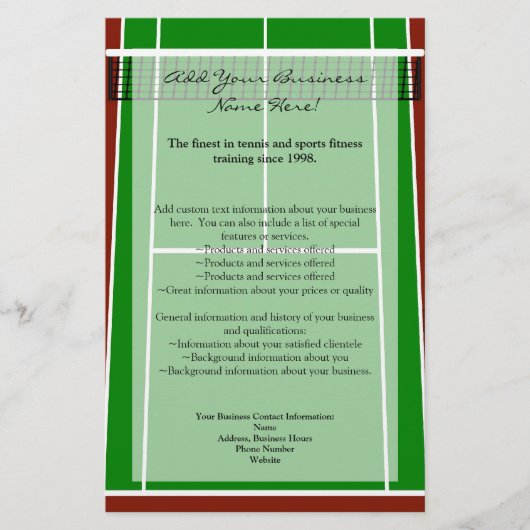 Tennis Court Layout Graphic Flyer (Vorne)