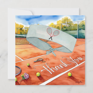 Tennis Court mit Dankeschön Platz auf dem Platz Dankeskarte