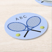 Tennis Crossschläger Intials Blue Paper Untersetze Runder Pappuntersetzer (Angewinkelt)