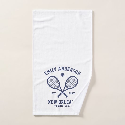Tennis Custom Club Navy Blue On White Handtuch (Handtuch)