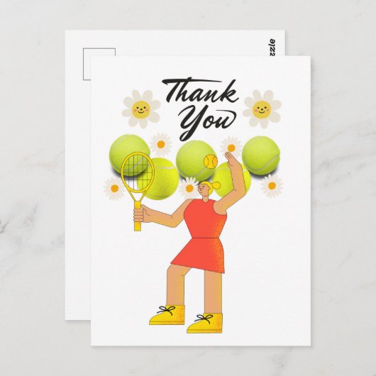 Tennis danke dir viel Frau Tennisspielerin Postkarte (Vorne/Hinten)