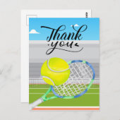 Tennis danke Ihnen Karte mit Ball auf Platz (Vorne/Hinten)