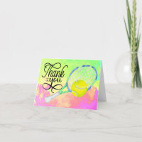 Tennis danke Ihnen Karte mit Ball auf Platz