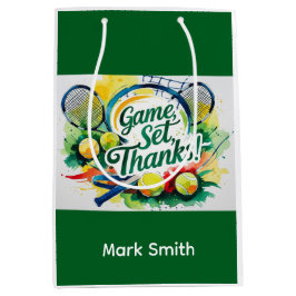 Tennis Danke Party mit Schläger und Ball Mittlere Geschenktüte