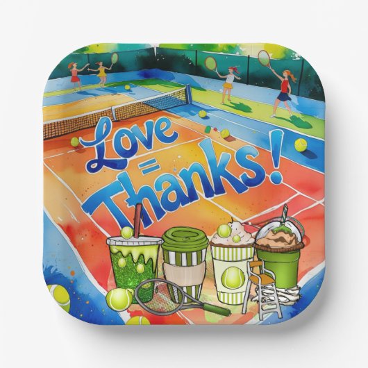 Tennis Danke Party mit Schläger und Ball Pappteller (Vorderseite)