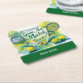 Tennis Danke Party mit Schläger und Ball Rechteckiger Pappuntersetzer (angewinkelt)