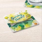 Tennis Danke Party mit Schläger und Ball Rechteckiger Pappuntersetzer (angewinkelt)